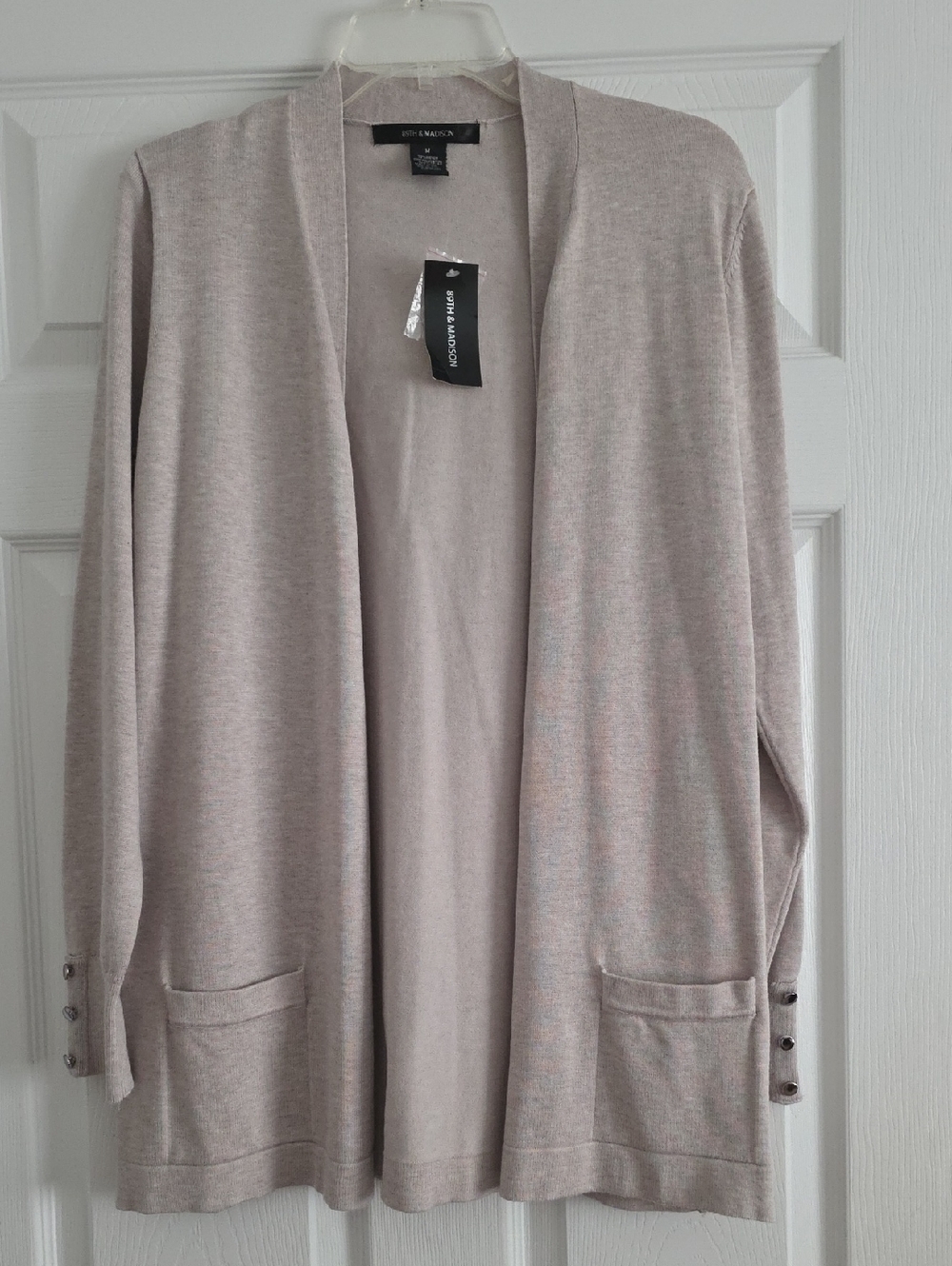 89th & Madison Light Taupe Open-Front Cardigan